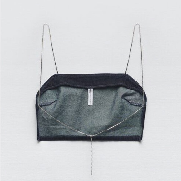 NWT - Zara Jewel Dark Denim Top - Size S-M - Picture 6 of 7